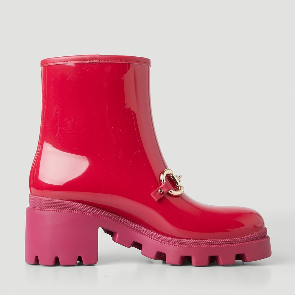 GUCCI Trip Horsebit Ankle Rain Boots in Red - Picture 13 of 14